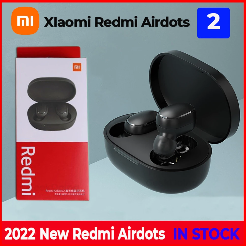 Original Xiaomi Redmi Airdots 2 Fone Bluetooth Earphones Wireless Headphones With Mic Handsfree Earbuds Redmi Airdots 2 Headset