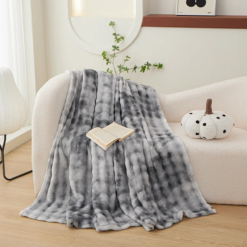 Одеяло из искусственного кроличьего меха серого цвета милые плюшевые пушистые