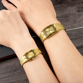 New Fashion Japan Quartz movement Golden Men Women Wristwatches Luxury Steel Bracelet Waterproof Watch Clock relogio masculino Other Image