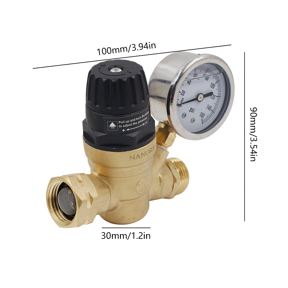 Редуктор давления воды с ручкой 3/4 латунный компактный манометром и 2 фильтрами