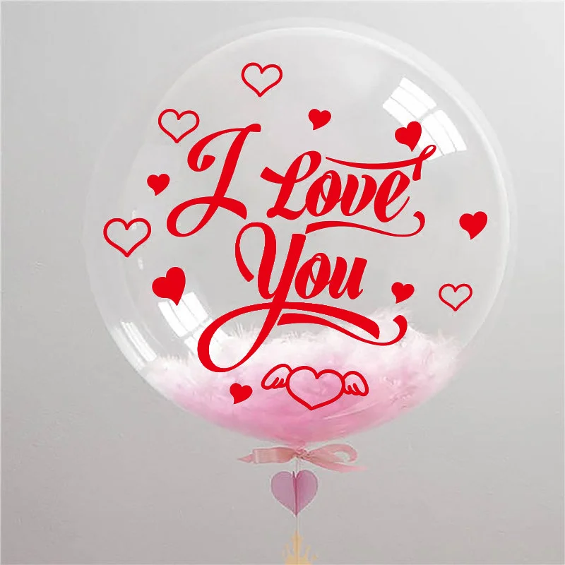 1 Piece Diy Balloon Sticker Red I Love You Bobo Transparent Wedding Valentine's Day Birthday Party Decoration | Дом и сад