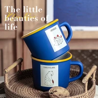 ins hot klein blue coffee mugs large capacity 400ml breakfast water milk office cups animal pattern undergalzed creative design