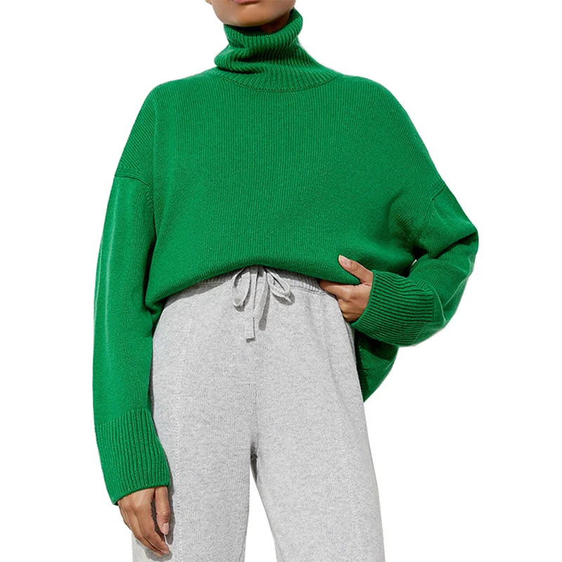 

Теплый женский свитер, плотный осенне-зимний женский Шерстяной Свитер оверсайз, Женский шикарный свободный женский джемпер