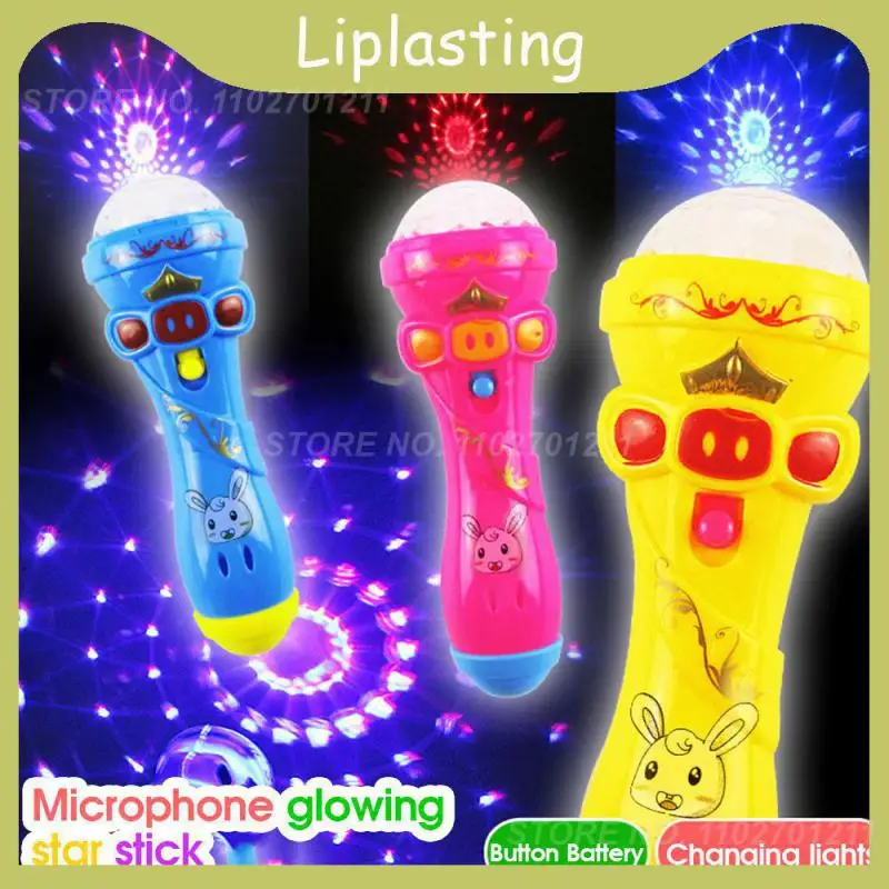 

1pcs LED Light Flashing Projection Microphone Torch Shape Creative Luminous Toys Glow Thumbs Tips Baby Cute Toy Gift