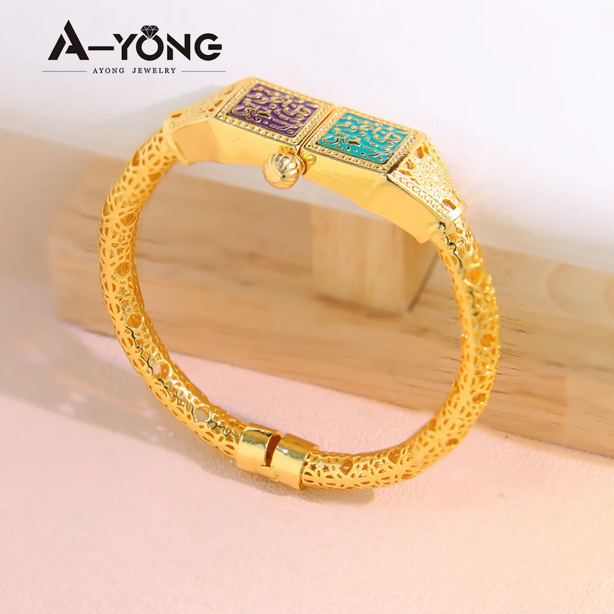 Браслеты-манжеты цвета Саудовского золота для женщин позолоченные 21 карат панк