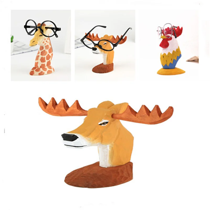 

Cute 3D Animal Wood Carvings Sunglass Display Rack Shelf Eyeglasses Show Stand Jewelry Holder for Multi Pairs Glasses Showcase
