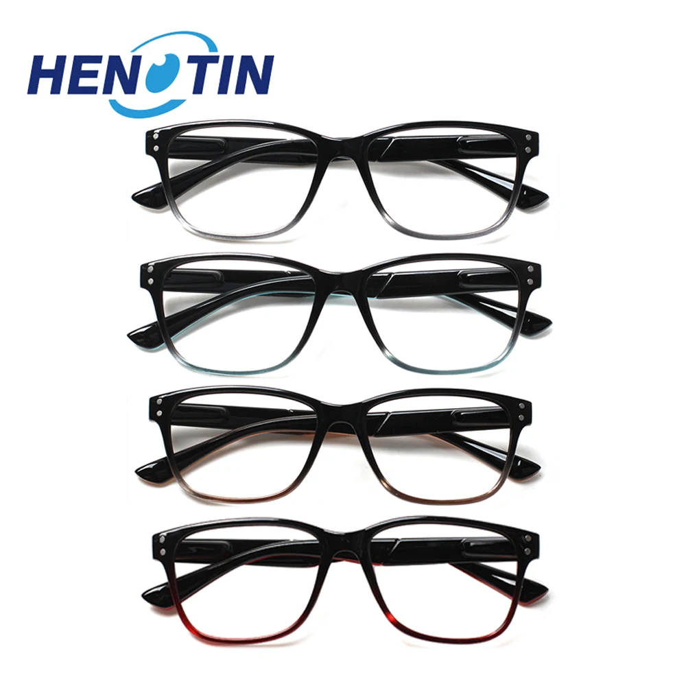 

Henotin Reading Glasses Spring Hinge Men and Women with Rectangular Frame HD Presbyopia Optical Vision Eyeglasses +1.0+4.0+6.0