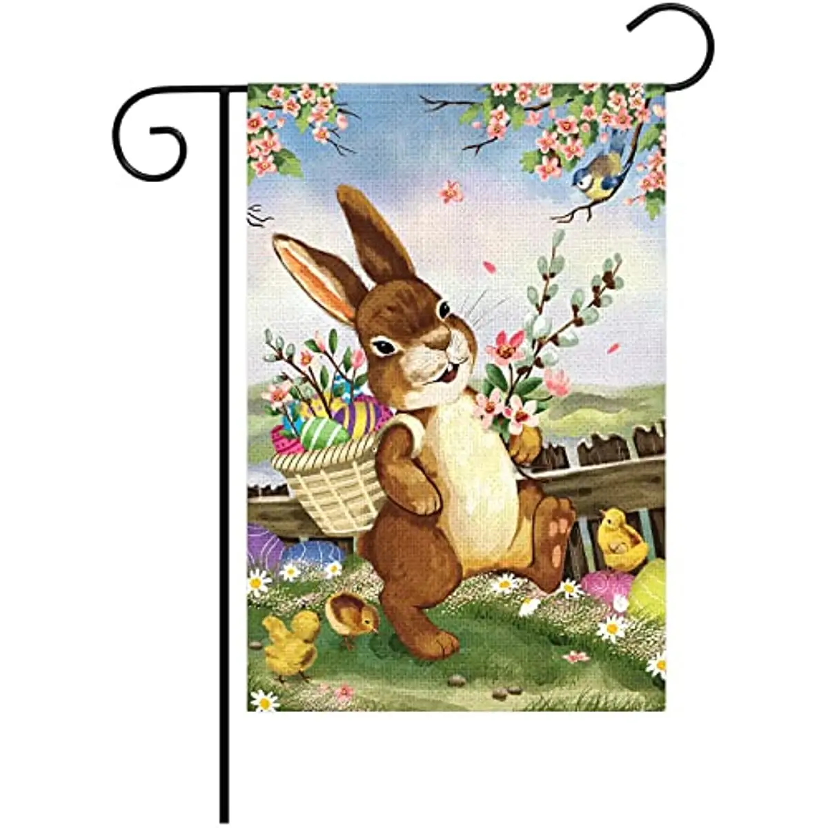 

Easter Garden Flag Bunny Rabbit Cute Egg Decorative Flags 12x18 Inch Double Sided Burlap Floral Yard Lawn Banners for Outdoor