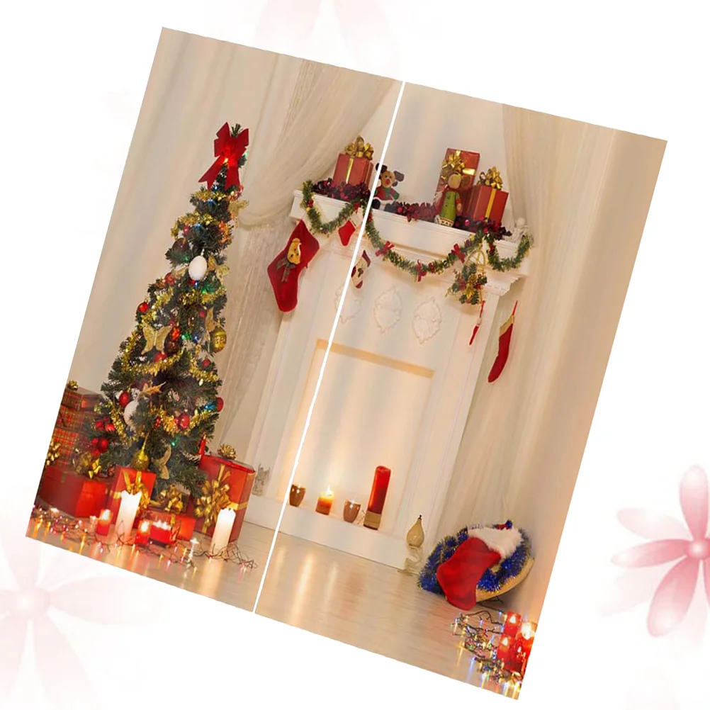 

1pc Curtain Xmas Hotel Curtain Xmas Tree Drapes Xmas Blackout Curtain Holiday Window Drapes Christmas Curtain Set