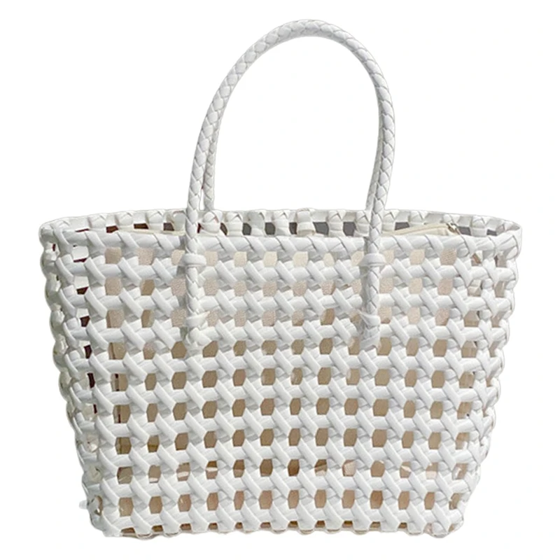

Женский летний Повседневный пластиковый вместительный тканый пляжный кошелек, дорожная корзина для покупок, сумка через плечо