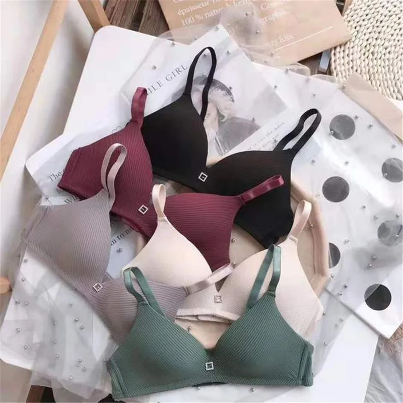 

Бюстгальтер женский без косточек, пикантное тонкое бесшовное нижнее белье в полоску, с чашками пуш-ап, простая вентиляция, для девушек