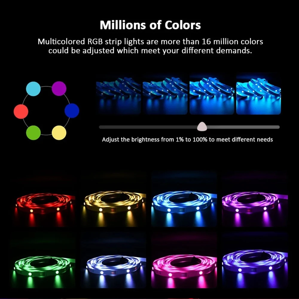Bluetooth LED Light Strip 2835 5050SMD WIFI RGB Flexible Ribbon Waterproof with Remote Control APP TV Backlight Bedroom Decor |