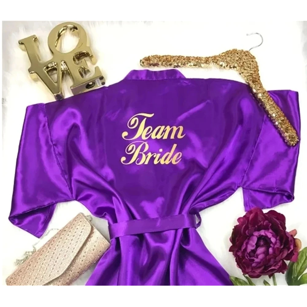 

Customize Team Bride Wedding Mother Of The Bride Groom Satin Pajamas Robes,Bride Bachelorette Kimonos Gowns Gifts Party Favors