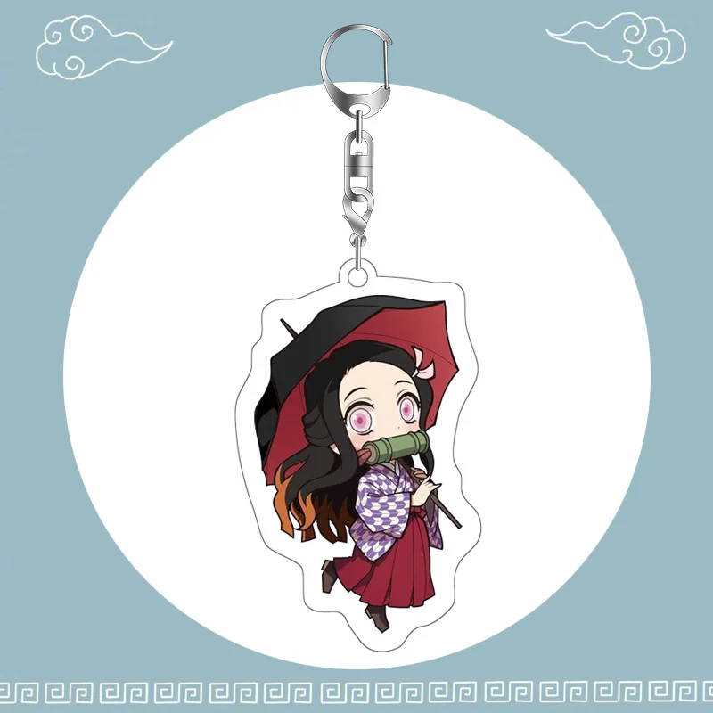

Kawaii Anime Nezuko Demon Slayer Kamado Tanjirou Agatsuma Zenitsu Hashibira Inosuke Cartoon Keychain kids Toys