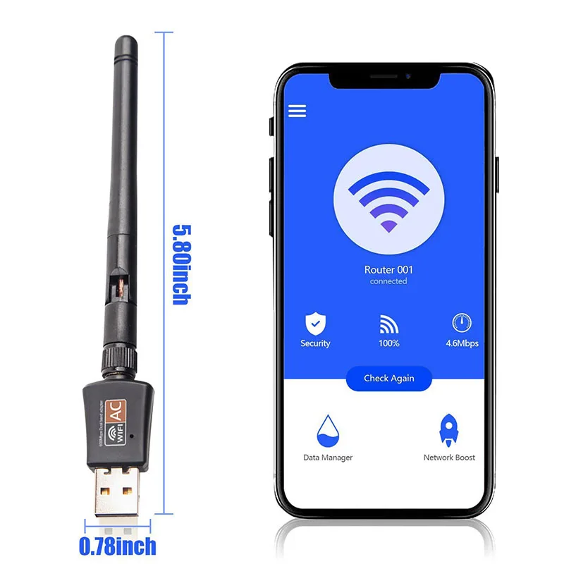 Фото Мини USB WiFi адаптер 600 Мбит/с двухдиапазонный 2 4 ГГц/5 ГГц 802.11ac Dongle Беспроводная Мини USB WiFi адаптер 600 Мбит/с двухдиапазонный 2 4 ГГц/5 ГГц 802.11ac Dongle Беспроводная