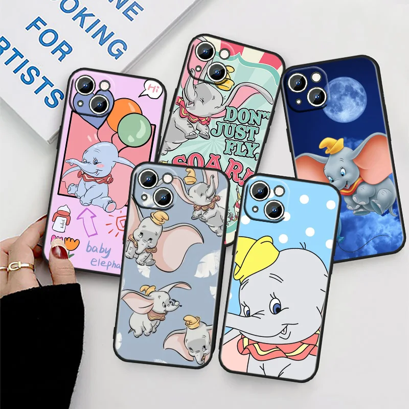 

Cute Animation Dumbo For Apple iPhone 11 Phone Case 14 13 12 XS XR X 8 7 6 6S 5 5S SE Pro Max Plus mini Black Cover