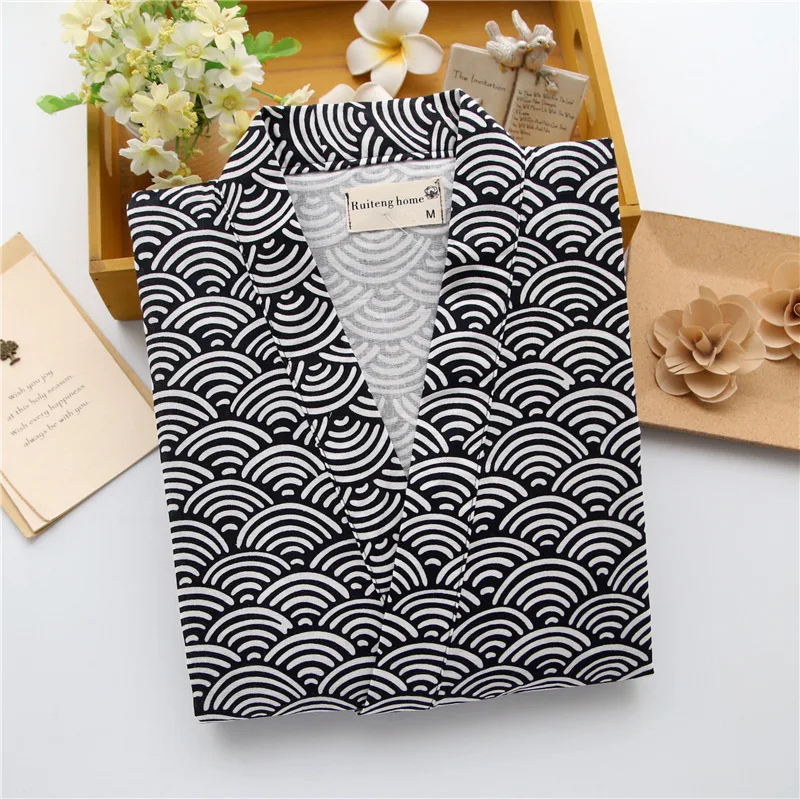 Traditional Japanese 100% Cotton Simple Kimono Bathing Pajama Pants Set Lover's Home Clothes Men's Casual Wear