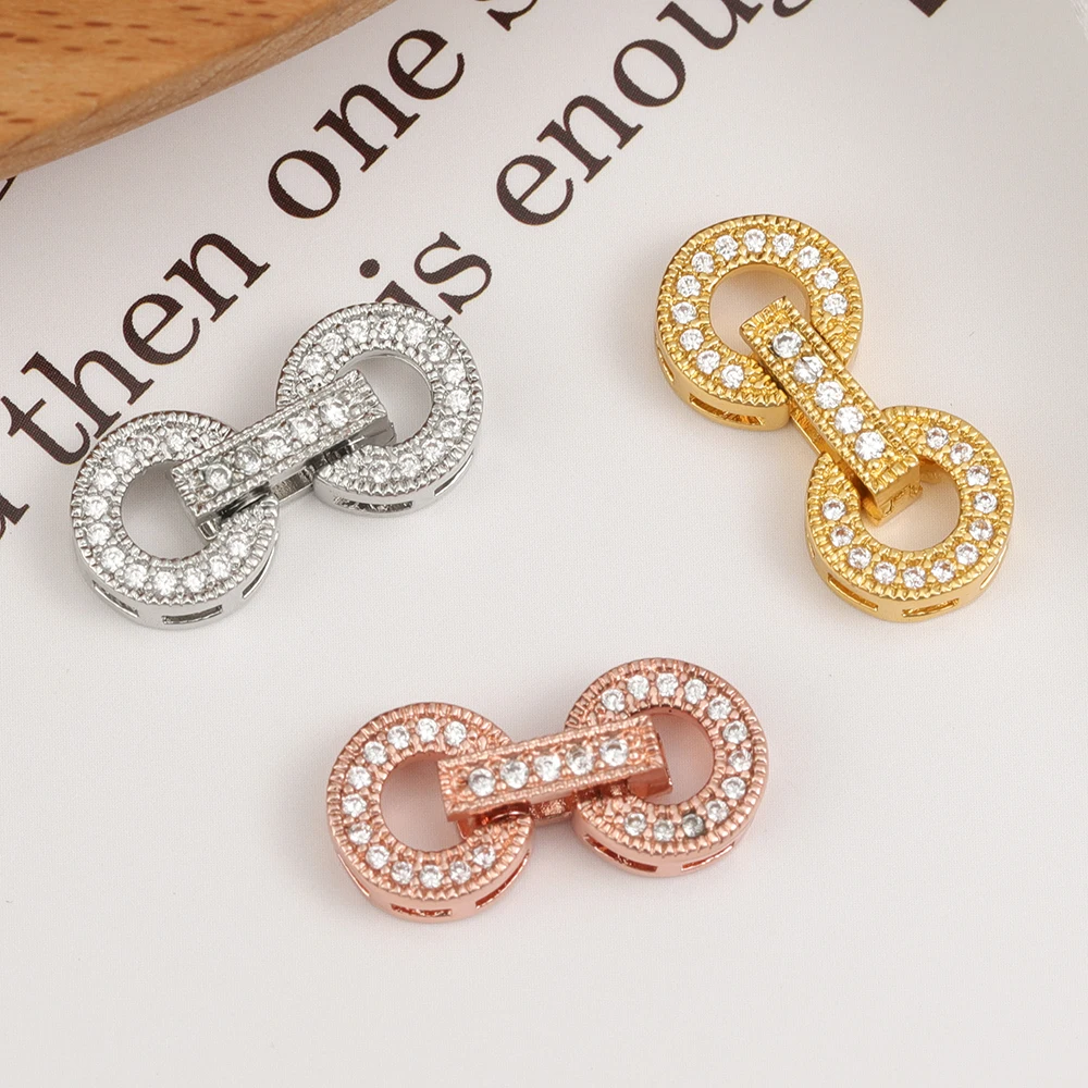 5 Pcs/Lot Fastener Clasps Hooks for DIY Handmade Jewelry Findings Cubic Zirconia Charm Connectors for Bracelet Making Components