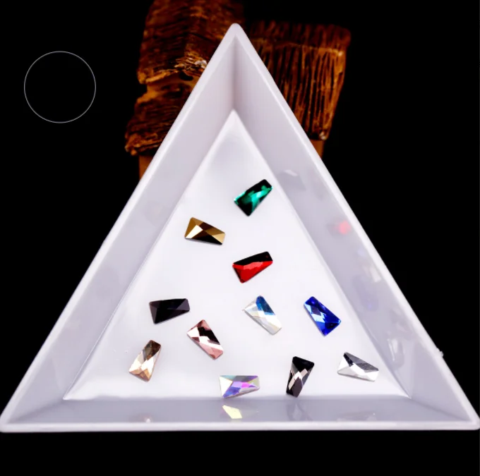

100pcs 3.5x6mm Trapezoid Pyramid Shape Colorful Rhinestones Loose Chunky Pendant Ornament Gem Manicure Jewel Nail Art