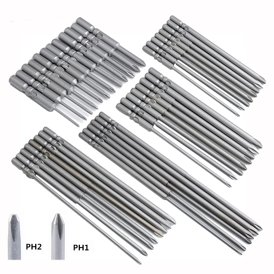 

802 6MM Shank Electric Screwdriver Bit Magnetic Phillips Cross Electric Driver Bits Hand Tools Screwdriver long 100mm