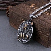 vintage viking celtic wolf head necklace never fade mixed gold wolf claw pendant amulet strap stainless steel chain jewelry gift
