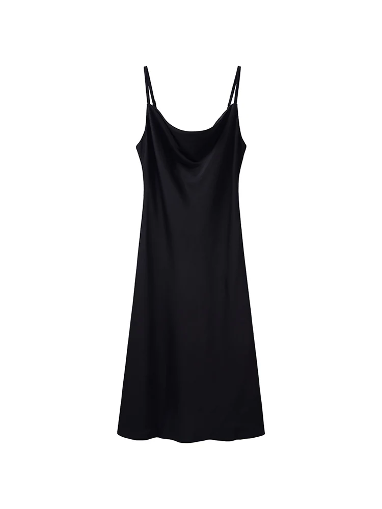 

Women Sexy Backless V-Neck Solid Color Suspender Dresses Vestido 2023 Summer French Style Elegant Slim Chiffon Party Club Dress