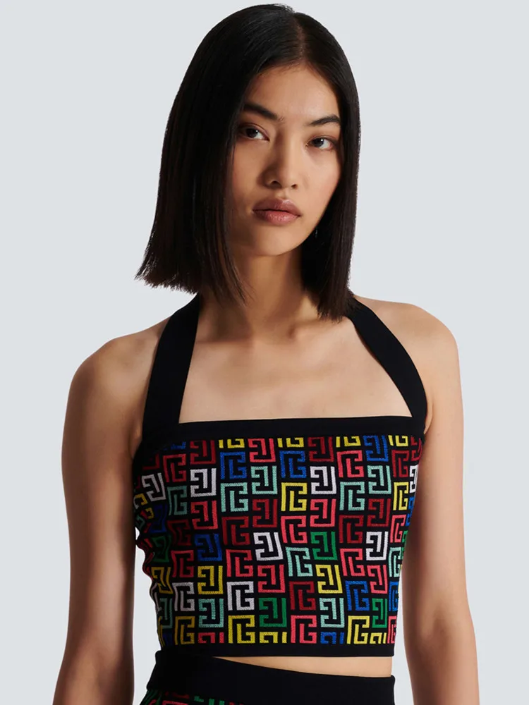 Женский жаккардовый комплект с юбкой элегантная вязаная вечерняя одежда лямкой