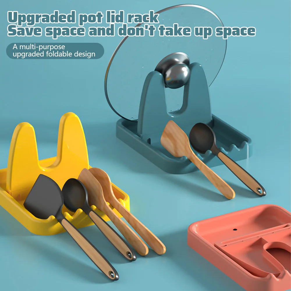 

New Foldable Pot Lid Rack Spoon Rest Holder Kitchen Organizer Cutlery Holder for Fork Spatula Rack Pan Cover Shelf Tableware