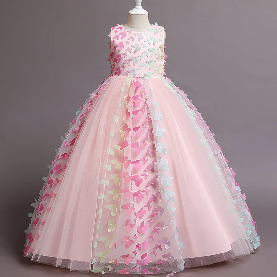 Белое свадебное платье с длинными рукавами для девочек кружевное принцессы из