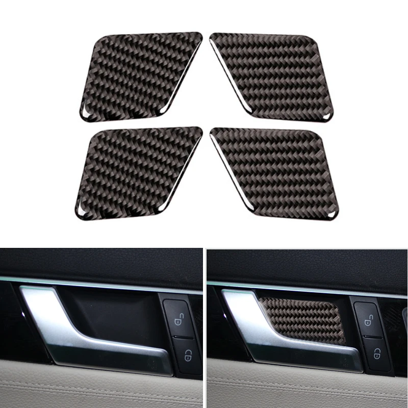 

4PCS Real Carbon Fiber Car Interior Door Handle Bowl Cover Trim For Mercedes Benz C Class W204 2005 - 2009 2010 2011 2012