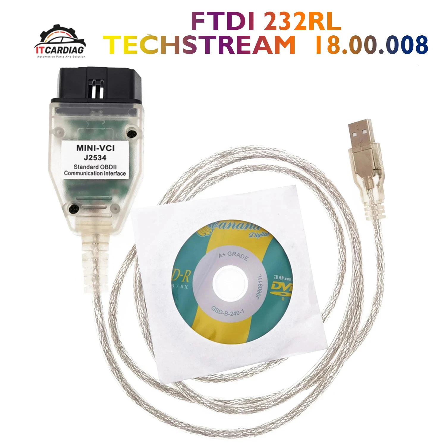 Автомобильный сканер FTDI FT232RL Mini Vci, диагностический кабель OBD ...