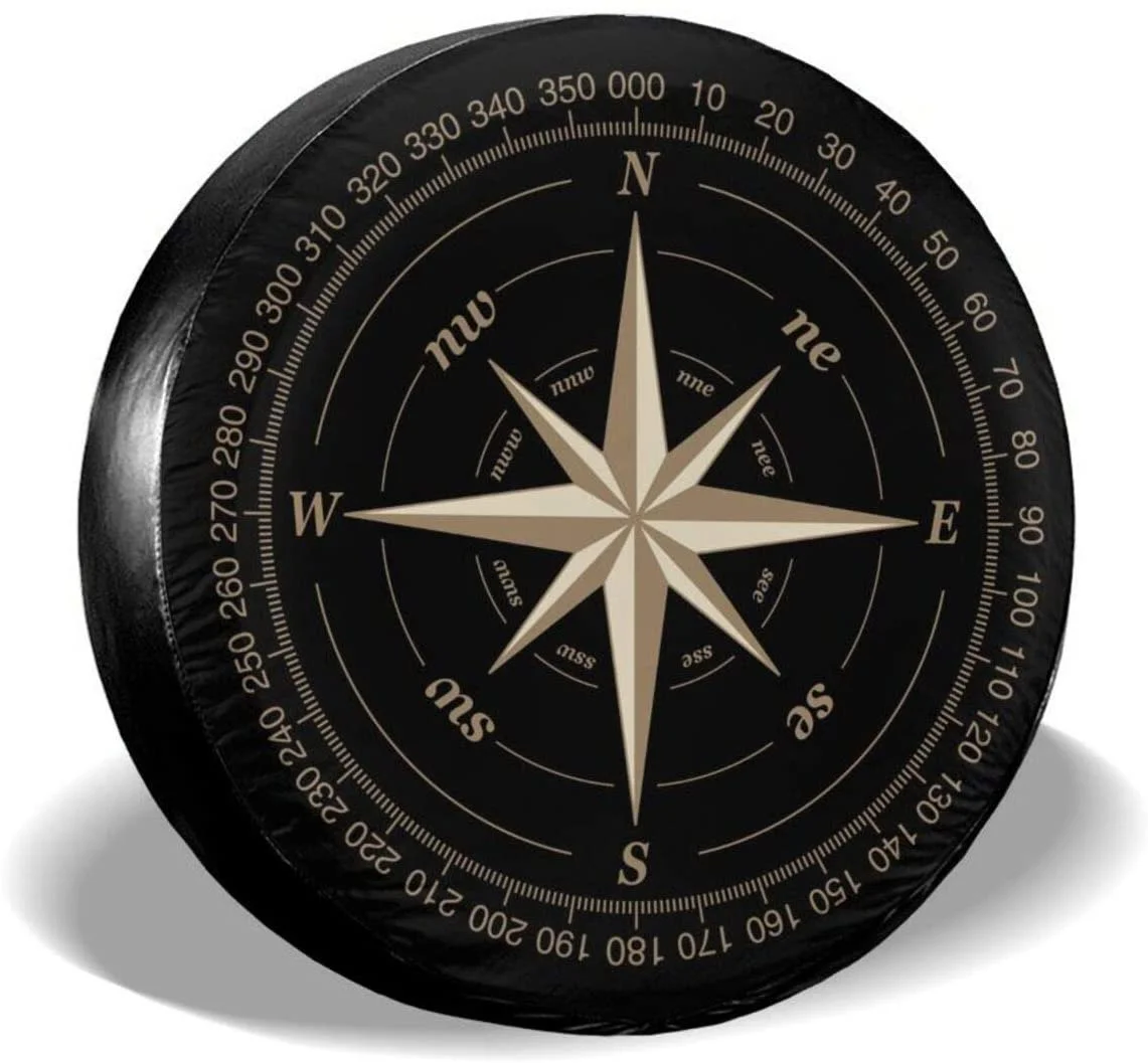 

Universal Protective Car Wheel Covers Compass Rose Black Wheel Covers Waterproof Polyester Tire Protectors Universal Fit
