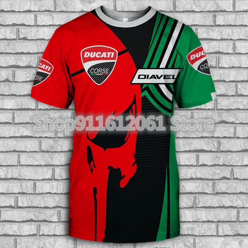 Летняя Новинка лидер продаж Мужская футболка с 3D-принтом Повседневная Ducati С