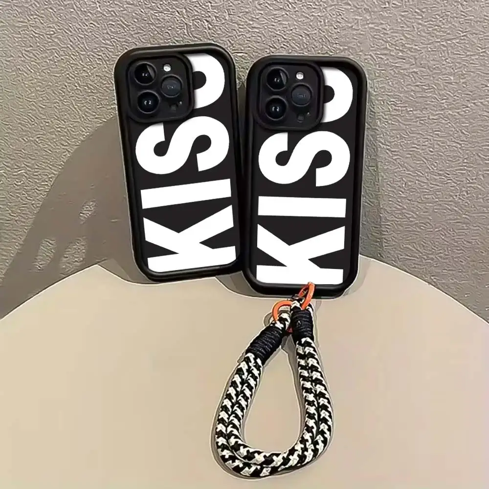 Черно-белый чехол для телефона с надписью KISS для Samsung Galaxy Note 20 S21 S25 Plus S24 FE S23 Ultra S22 A57 A56 A55 A54 A53 A36 A35 A34 (art.: 3920da2a3ce45) - 3920da2a3ce45