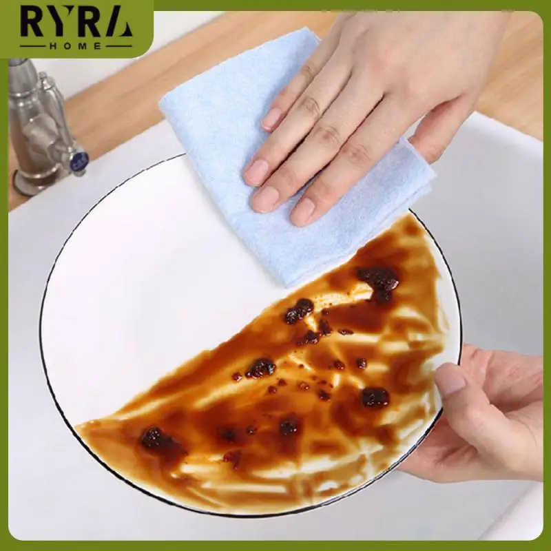 

Purple Blue Pink Cleaning Cloths Oil-free Household Kitchen Dishwashing Cloth Wet And Dry Modern Minimalist Dishcloth 1pcs