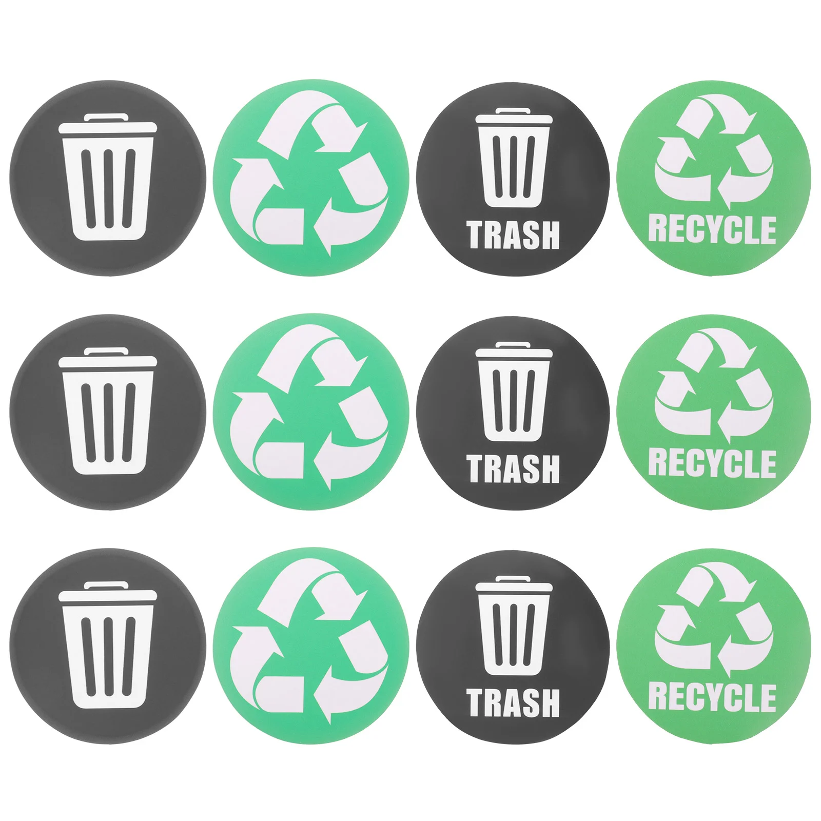 

12 Pcs Water Proof Stickers Recycling Labels Logo Garbage Trash Bin Pvc Can Recycle