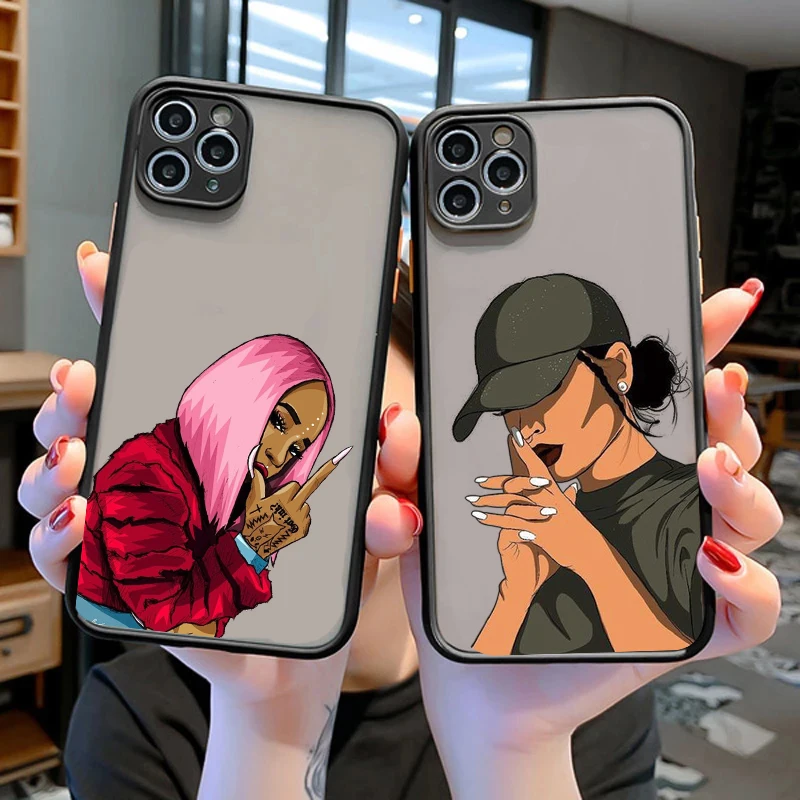 MAKE MONEY Not Friends Kash Afro Black Girl Прозрачный матовый чехол для мобильного телефона из ПК