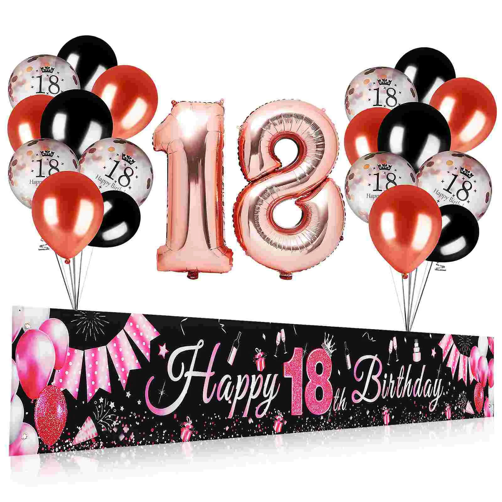 

Birthday Backdrop Party Decor Ornaments Decorations Kit Balloons Banner Prop Hanging Bag