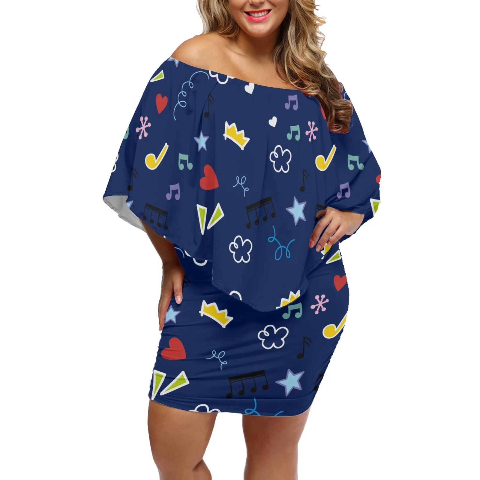 

Hawaii National Style Women Dress Summer 2023 Women's Clothing Cherry Blossoms Print Off Shoulder Bat Sleeves Buttocks Skirt