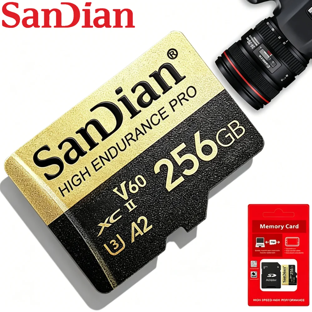 Фото Карта памяти SD UHS-I U3 V30 A2 64 ГБ/128 ГБ/256 ГБ/512 ГБ, скорость чтения 100 МБ/с, с адаптером для игровых консолей и камер, Micro TF SD Class 1 №1