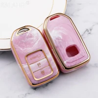 car key case cover shell for honda 2017 2018 2019crv pilot accord civic jazz jade fit hr v freed pink woman interior accessories