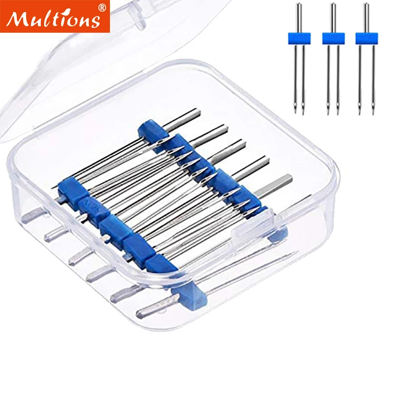 

3/6/9pcs Twin Needles Double Needle Sewing Machine Needle with Storage Box Sewing Needle 3 Size 2/90 3/90 4/90