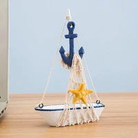 mediterranean style wooden decor boat ship beach desktop ornament for home cafe shop marine nautical blue sailing boat ship