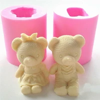 delidge 1pc 3d mini cute bear boy girl silicone fondant cake decorating mold chocolate candle soap moulds baking tool