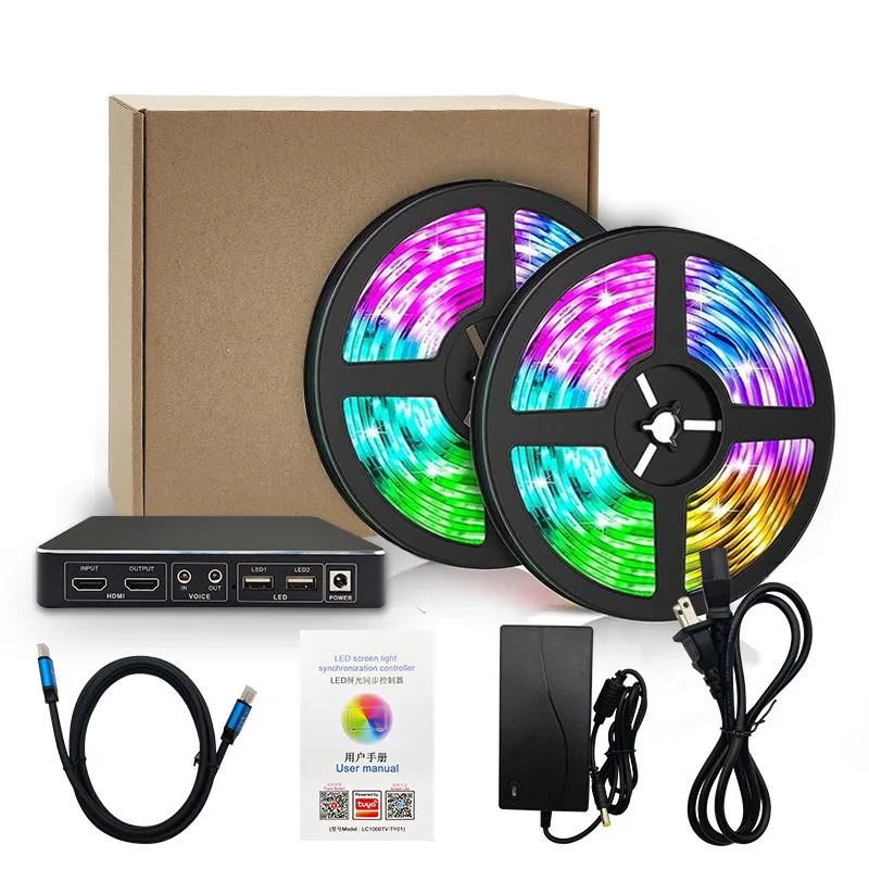 

DC12V dream color TV backlight SMD5050 smart ambient HDMI sync box with TUYA WIFI control 30leds 60leds flexible led strip light