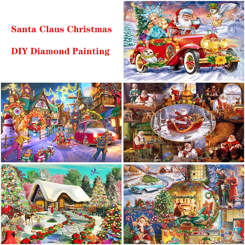 

Набор для вышивки крестиком 5D DIY бриллиантовый рисунок Рождество, Алмазная мозаика с Санта-Клаусом, снегом, снеговиком