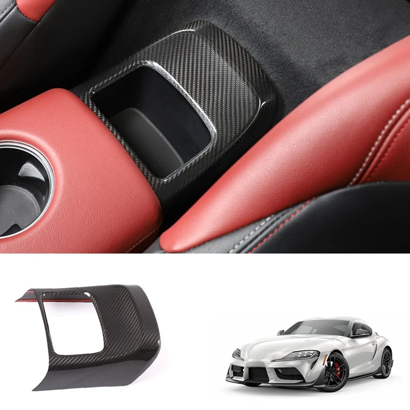 

Car Carbon Fiber Center Console Rear Storage Box Panel Cover Decoration For Toyota Supra 2019-2022