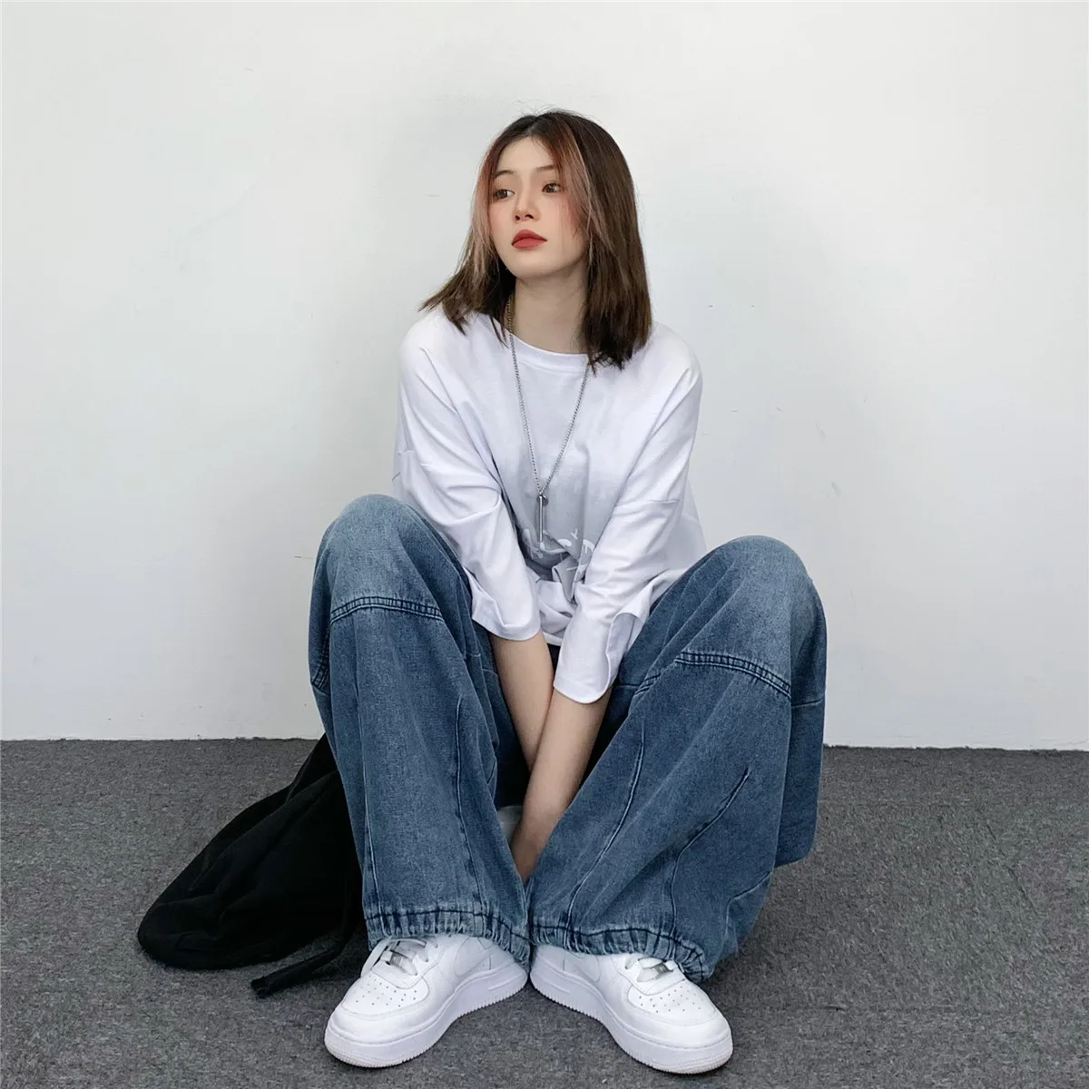 JEAN MAN Hip Hop Wide Leg Cargo Pants Jeans High Street Jeans Men's Loose Jeans Street Pants Y2k Pants Vintage Jeans Men Casual