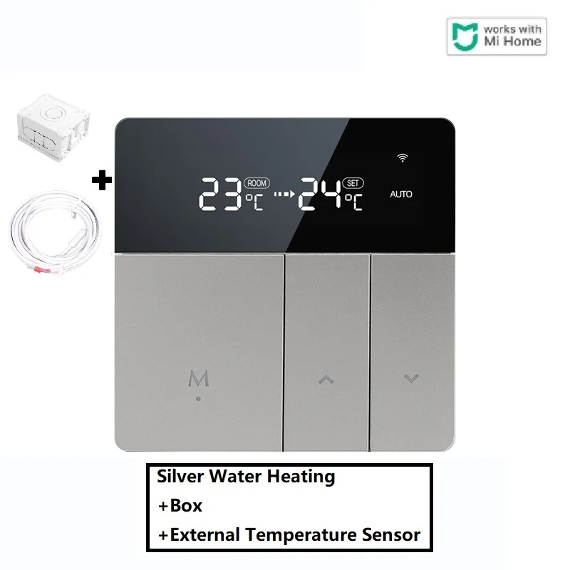 

Умный термостат MIJIA с Wi-Fi, устройство для контроля температуры воды, пола, газового котла, отопления, управление через приложение MI Home, серебр...