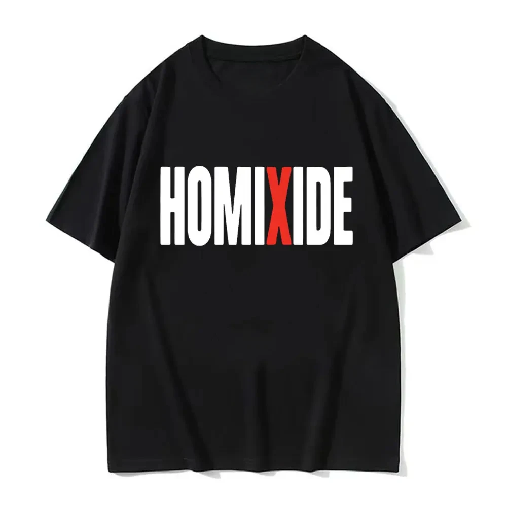 Фото Футболка Rapper HOMIXIDE с принтом, модный топ в стиле хип-хоп, Повседневная Свободная одежда с коротким рукавом для мужчин и женщин №1